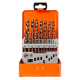 Spiraalborenset Projahn BASIC, 19 korte spiraalboren, in metalen koffer