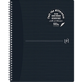 Spiralheft Oxford Origins, 70 Blatt, Optik Paper®, DIN A4+, liniert, Rand links, doppelspiral, 90 g/m², schwarz