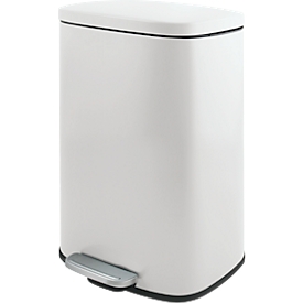 SPIRELLA Poubelle à pédale AKIRA, 30 litres, mécanisme à pédale, L 343 x l 235 x H 629 mm, blanc