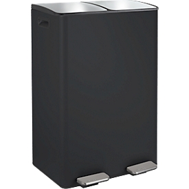 SPIRELLA Treteimer ALIYA, 2 x 30 Liter, Tretmechanismus, L 450 x B 300 x H 710 mm, matt/schwarz