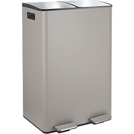 SPIRELLA Treteimer ALIYA, 2 x 30 Liter, Tretmechanismus, L 450 x B 300 x H 710 mm, matt/taupe