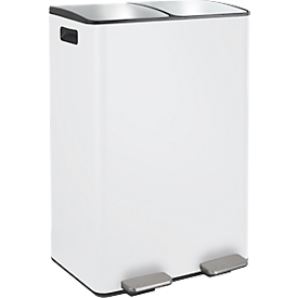 SPIRELLA Treteimer ALIYA, 2 x 30 Liter, Tretmechanismus, L 450 x B 300 x H 710 mm, matt/weiss