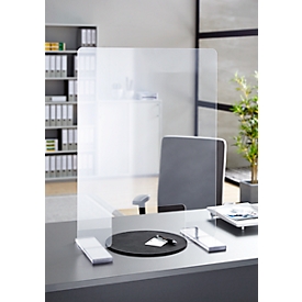 Spit protection, W 600 x H 800 mm, incl. 2 self-locking feet & adhesive tape, acrylic glass