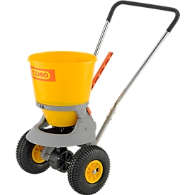 Spreader CEMO, hopper capacity 20 l, spreading width 1-4 m, spreading quantity 6-stage adjustable, foldable support foot, push handle height adjustable