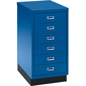 SSI drawer cabinet DIN A3, 6 drawers, 675 mm high, gentian blue