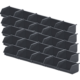 SSI Schäfer Bac à bec série ENTRY 110, plastique recyclé, L 92 x l 100 x H 51 mm, 0,26 L, noir, 25 pièces