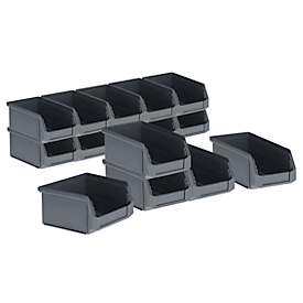 SSI Schäfer Bac à bec série ENTRY 211, plastique recyclé, L 168 x l 103 x H 76 mm, noir, 15 pièces