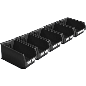 SSI Schäfer Bac à bec série ENTRY 532, plastique recyclé, L 500 x l 312 x H 200 mm, 23,5 L, noir, 5 pièces
