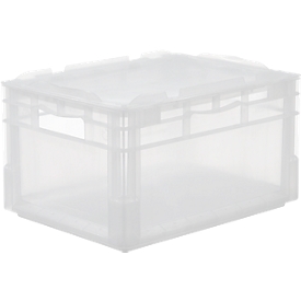 SSI Schäfer Bacs légers Euro-Box ELB 4220 avec couvercle, polypropylène, L 400 x l 300 x H 220 mm, 20,4 litres, translucide