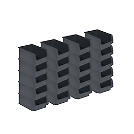 SSI Schäfer Caja de almacenaje con frontal abierto serie ENTRY 532, plástico, L 500 x An 312 x Al 200 mm, 23,5 L, negro, 20 piezas
