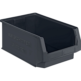 SSI Schäfer FLEXI LF serie 532 caja de almacenaje con frontal abierto, plástico reciclado, L 500 x An 312 x Al 200 mm, 23,5 l, gris hierro, 10 piezas