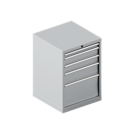 SSI SCHÄFER Schubladenschrank 27-27, 5 Schübe, bis 75 kg, B 564 x T 572 x H 800 mm, weißaluminium/weißaluminium