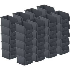 SSI Schäfer Sichtlagerkasten Serie ENTRY 221, Kunststoff, L 234 x B 150 x H 122 mm, 2,7 L, schwarz, 40 Stück