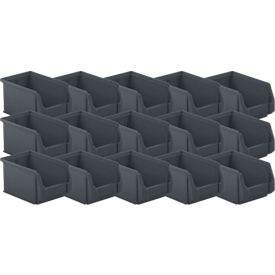 SSI Schäfer Sichtlagerkasten Serie ENTRY 221, recycelter Kunststoff, L 234 x B 150 x H 122 mm, 2,7 L, schwarz, 15 Stück