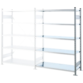 SSI Schäfer Steckboden-Fachregal VSR3000, Anbauregal, 5 Böden, Feldlast 1000 kg, B 1282 x T 400 x H 1910 mm, Stahl verzinkt