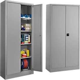 SSI Schäfer Universalschrank 2er-SET, Stahl, abschliessbar, 950 x 400 x 1935 mm, 5 OH, alusilber