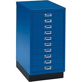 SSI Schubladenschrank DIN A3, 10 Schübe, 675 mm hoch, enzianblau