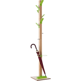 Staande kapstok Easycloth, van massief hout, met parapluhouder, groen