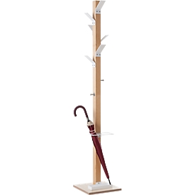 Staande kapstok Easycloth, van massief hout, met parapluhouder, wit
