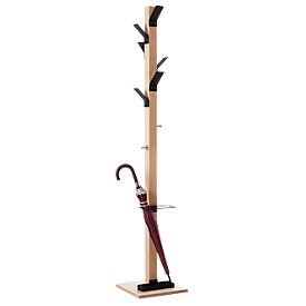 Staande kapstok Easycloth, van massief hout, met parapluhouder, zwart
