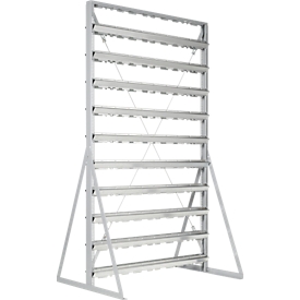 Staande legborden, aan 2 zijden te monteren, 20 rijen, zonder open opzetbakken, B 1145 x D 800 x H 1950 mm, staal, grijs