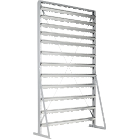 Staande rek, aan 1 zijde te gebruiken, 12 rijen, zonder open magazijnbakken, B 1145 x D 400 x H 1950 mm, staal, grijs