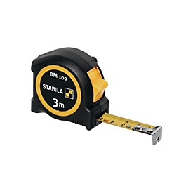 STABILA Taschenrollbandmaß BM 100, 3 m x 16 mm, EG Genauigkeitsklasse II, ABS/TPE Gehäuse, Metall-Clip