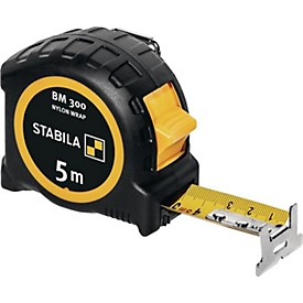 STABILA Taschenrollbandmaß BM 300, L 5 m B 27 mm, EG II, PC-ABS/TPE, EASY-CLIP, Spikes-Haken