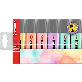 Stabilo® Boss Original Pastel highlighters, ancho de línea 2 mm / 5 mm, colores pastel, caja de 6