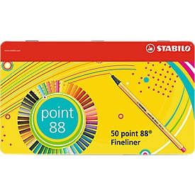 STABILO fineliner Point 88, lijndikte 0,4 mm, 50 stuks, in metalen etui