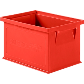 Stacking box series 14/6-4, made of polypropylene, with recessed grip, capacity 2.5 L, red