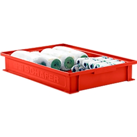 Stacking box SSI Schäfer 14/6-2F - polypropylene - up to 20 kg - with recessed grip - L 465 x W 314 x H 72mm - 8L - red