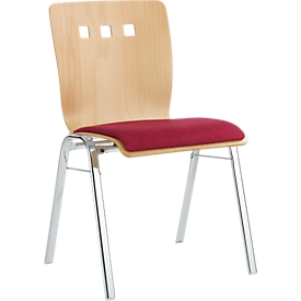 Stacking chair 7450, moulded seat, lumbar support, design perforations, without armrests, upholstery Kashmara, dark red