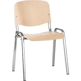 Stacking chair ISO Wood, stackable up to 12 pieces, beech