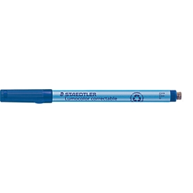 Staedtler Folienstift Lumocolor correctable 305 F, trocken abwischbar, mit Wischer, Strichstärke 0,6 mm, blau