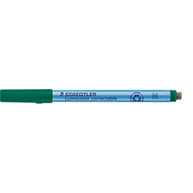 Staedtler Folienstift Lumocolor correctable 305 M, trocken abwischbar, mit Wischer, Strichstärke 1 mm, grün