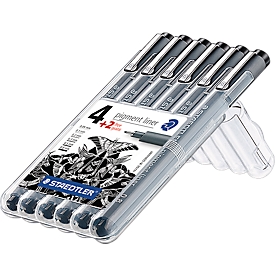 Staedtler pigmentliner, verschillende lijndiktes in de set, set van 6