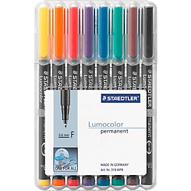 STAEDTLER universele stift Lumocolor®, diverse kleuren, set van 8, F, WF