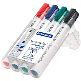 STAEDTLER whiteboard marker Lumocolor®, assorted colours, wedge tip: 2 - 5 mm, set of 4