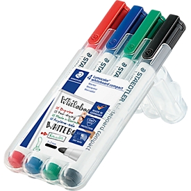 STAEDTLER whiteboardmarker Lumocolor®, diverse kleuren, ronde punt 1-2 mm, set van 4
