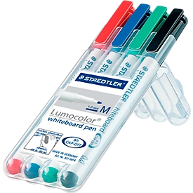 STAEDTLER whiteboardmarker Lumocolor®, diverse kleuren, ronde punt: 1 mm, set van 4