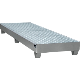 Stahl-Auffangwanne mit Gitterrost, 2400 x 800 mm, grau RAL 7005