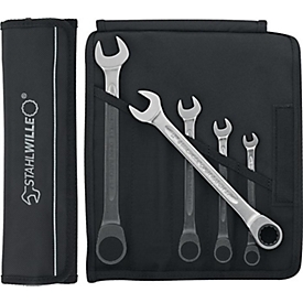 STAHLWIL Combinatiesleutelset 17F/5, plat, SW 8-19 mm, chroom-gelegeerd staal, 72 tanden, 5 st.