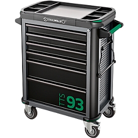 Stahlwille Werkstattwagen RAL 7016/9005, 6 Schubladen Vollauszug, Zentralverriegelung, 500 kg Traglast, 877x481x1000 mm