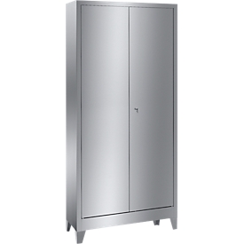 Stainless steel hinged door cupboard, 2 doors, with 4 legs, W 1000 x D 400 x H 2000 mm