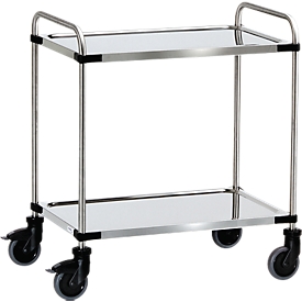 Stainless steel trolley, H 950 x L 870 x W 570 mm, 2 levels