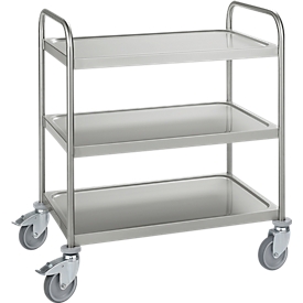 Stainless steel trolley, W 845 x D 545 mm, solid rubber, galvanized wheel housing