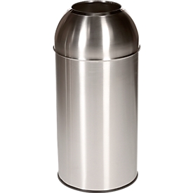Stainless steel waste collector Orgavente, volume 40 l, round, ø 380 x H 740 mm, for indoors, stainless steel