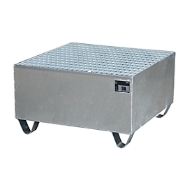 Stalen lekbak met rooster, 800 x 800 mm, gegalvaniseerd