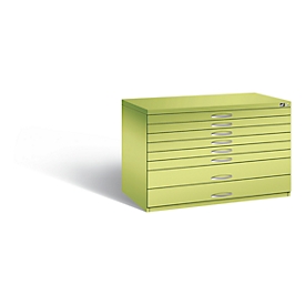 Stalen planokast, voor formaten tot DIN A1, 8 laden